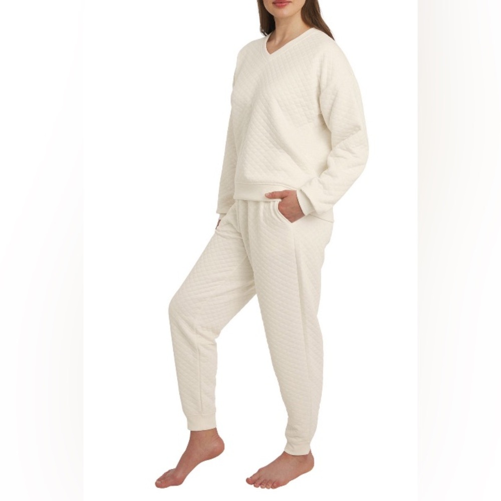 Lands'‎ End NEW Cream Quilted Lounge Set Size Medium